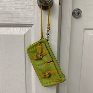 Coach wristlet yellow and green